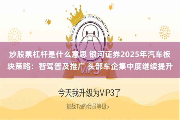炒股票杠杆是什麼意思 銀河證券2025年汽車板塊策略：智駕普及推廣 頭部車企集中度繼續提升