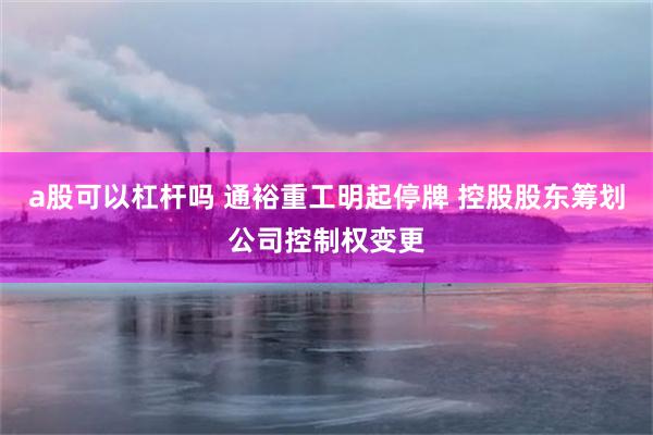 a股可以杠杆嗎 通裕重工明起停牌 控股股東籌劃公司控製權變更